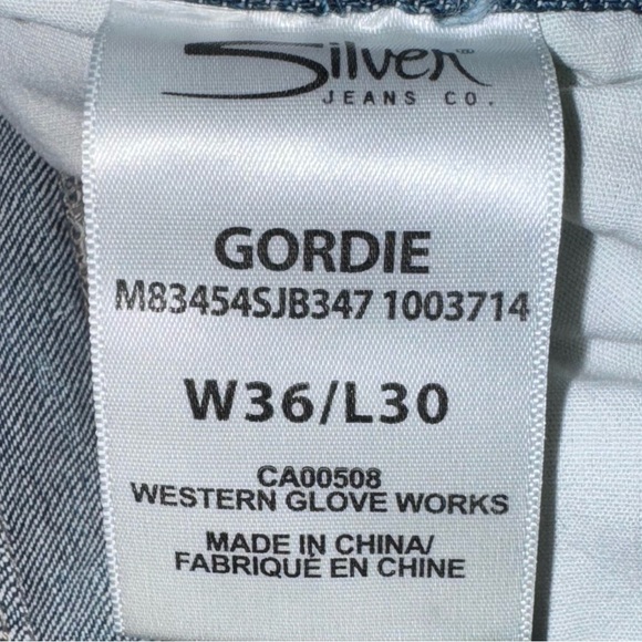 Silver GORDIE Men’s Jeans SZ 36x29 Straight Leg Relaxed Fit Dark Wash Fading - Picture 7 of 7